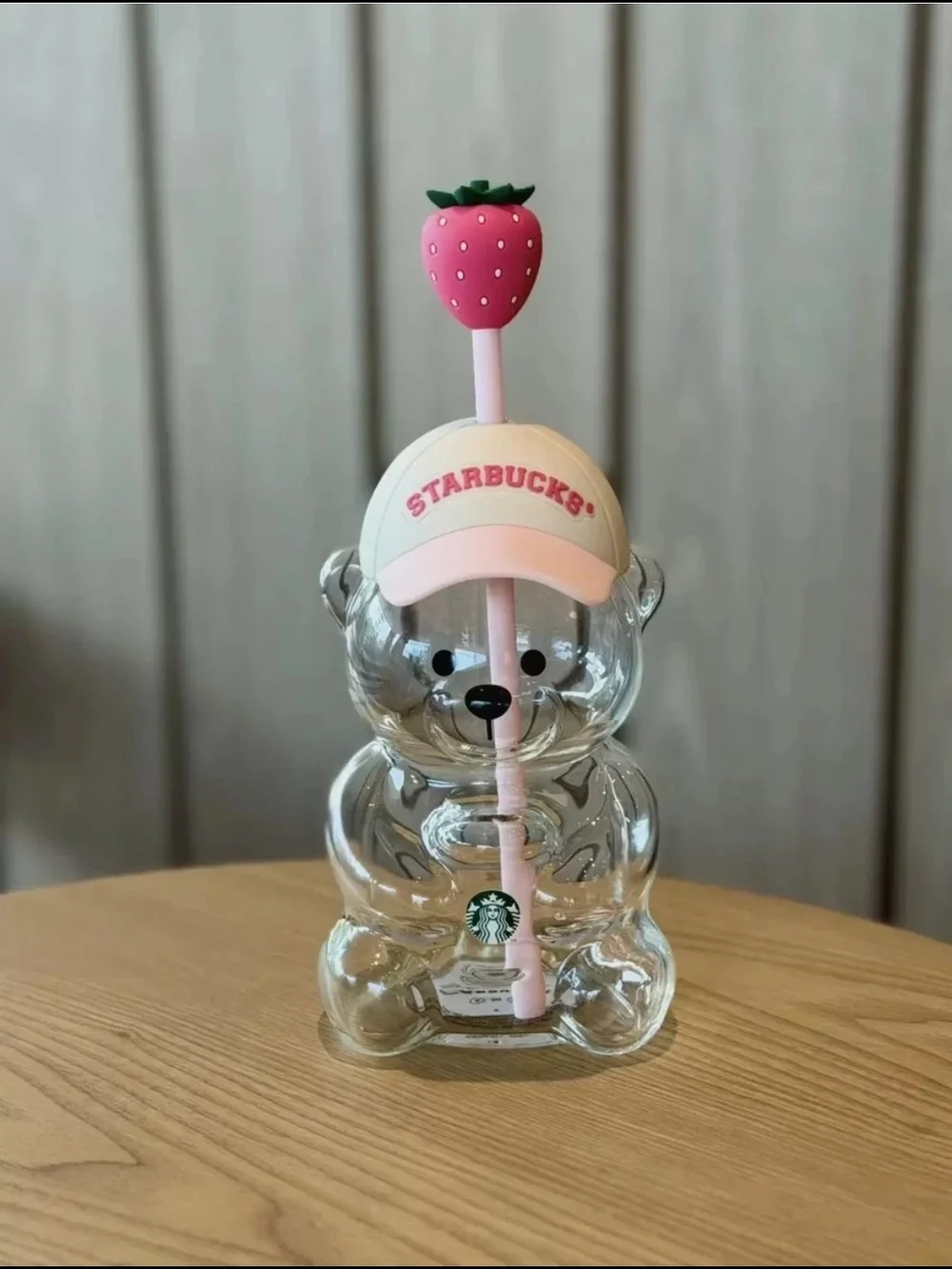 Starbucks 2026 PINK Strawberry Bearista Glass with Pink Strawberry Straw